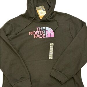 The North Face Black Hoodie with Pink and Purple Logo Womens XL